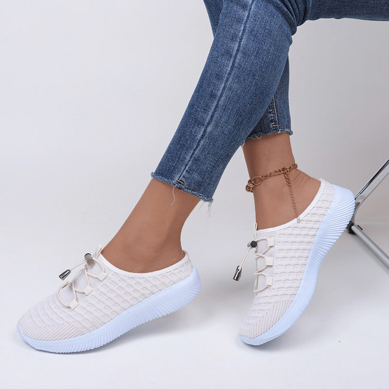 Plus Size Flying Woven Lace-Up Pumps