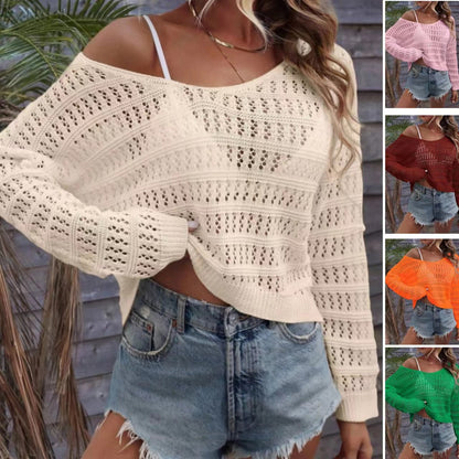 Women's Hollow Out Outer Match Knitted Sweater
