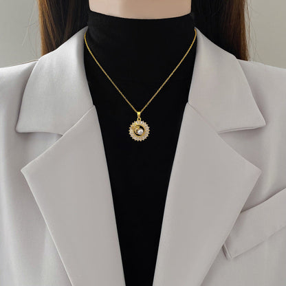 Square Full Diamond  Round Ring Leaves Necklace And Earrings Suite