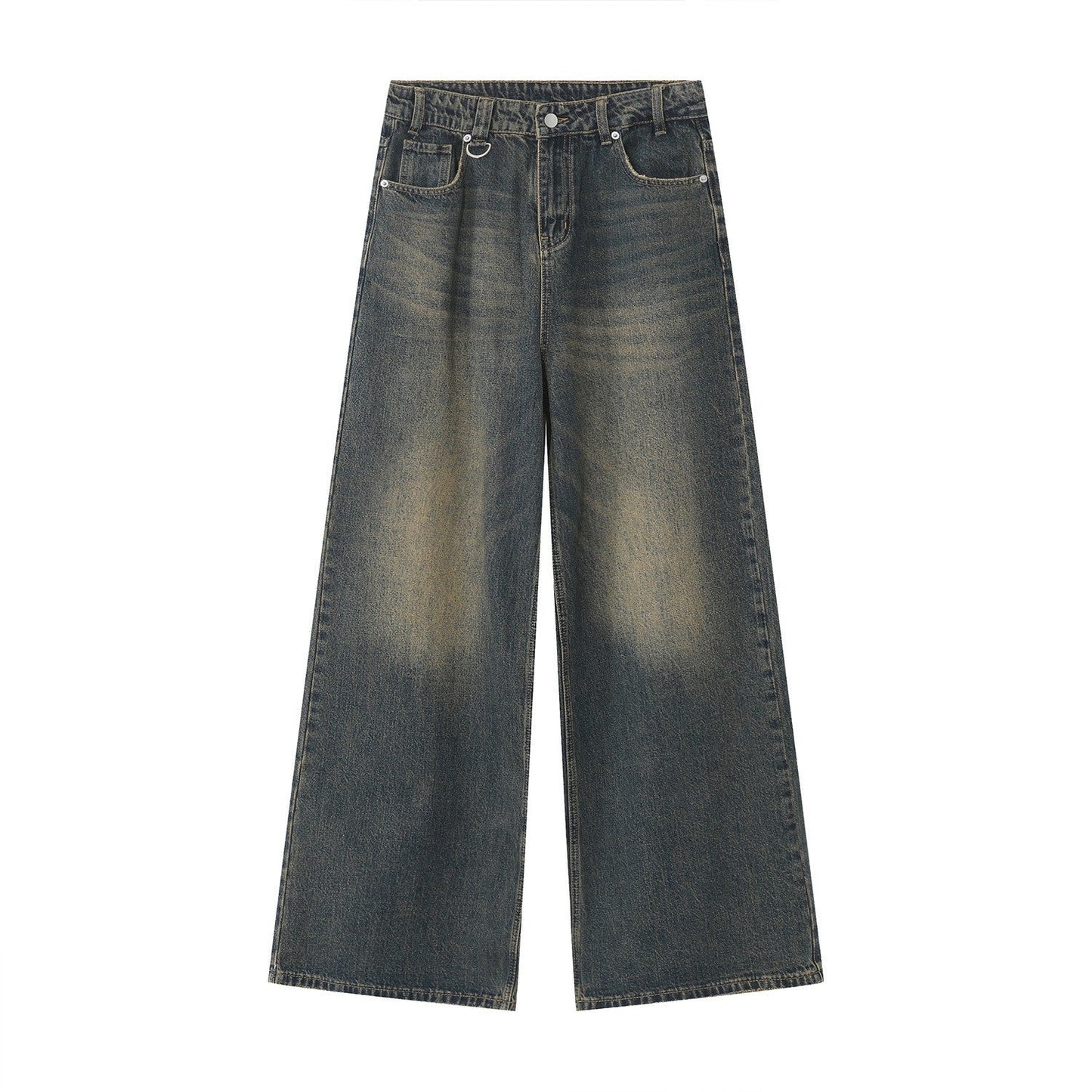 American High Street Simple Wind Black Loose Casual Jeans