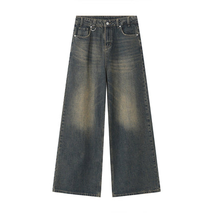 American High Street Simple Wind Black Loose Casual Jeans