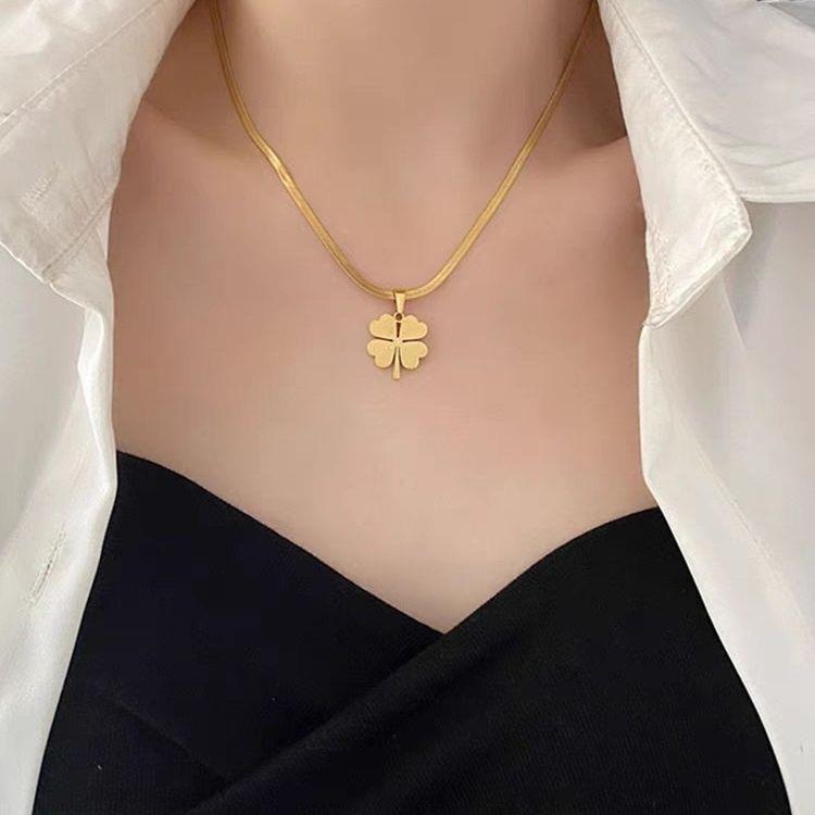 Women's Fashion Titanium Steel Clavicle Chain Earrings Set