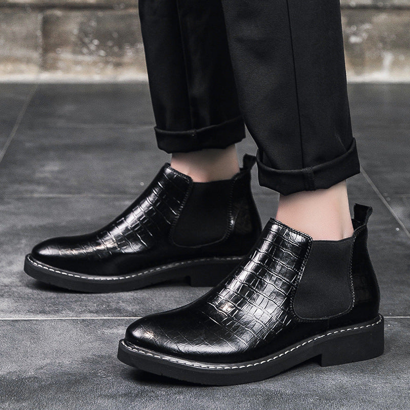 Short Middle High Top Leather Boots for Men