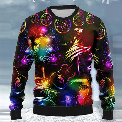 Polyester Round Neck Printed Men's Sweater