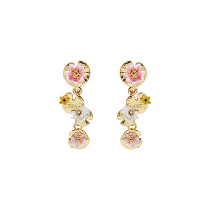 Water Lily Lotus Leaf Earrings