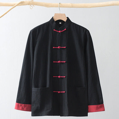 Cotton Linen Coat Vintage Top For Men