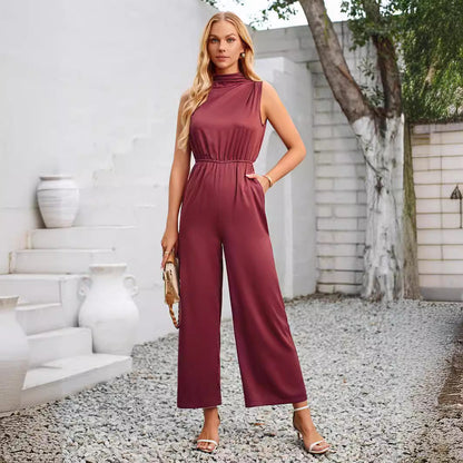 Women's Solid Color Hollow-out Jumpsuit