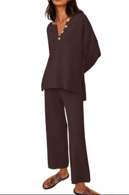 Solid Color Loose Leisure Two-Piece Set