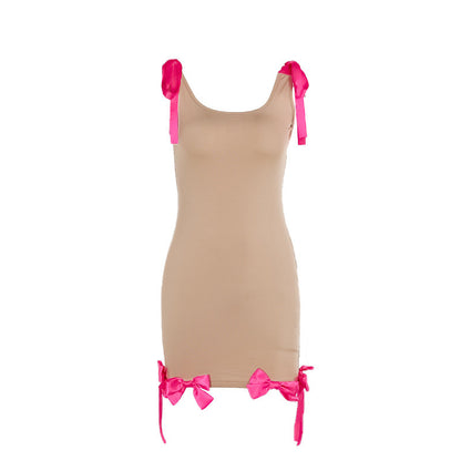 Women's Minimalist And Versatile Bow And Strap Short Skirt