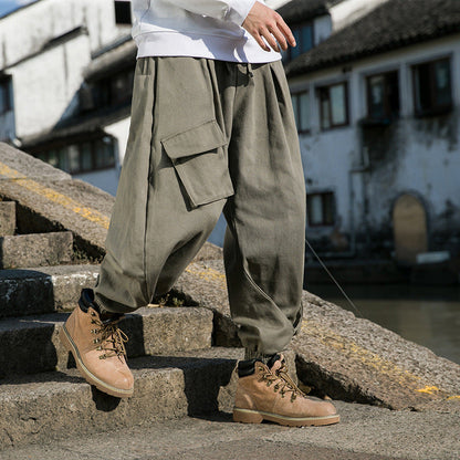 Large Pocket Wide-Leg Workwear Tactical Pants