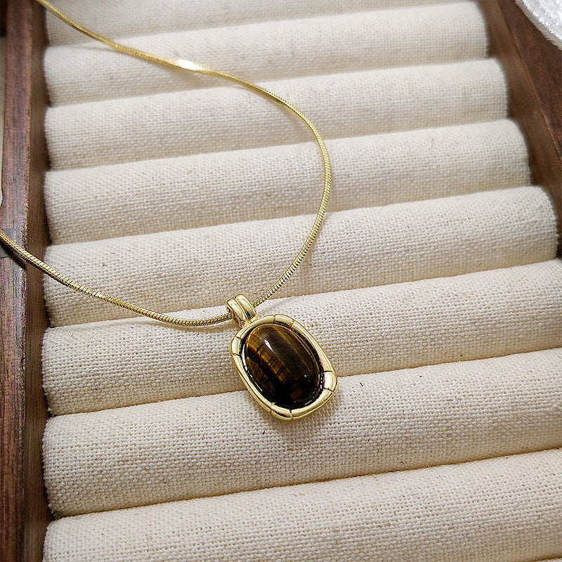Retro Cymophanite Oval Earrings