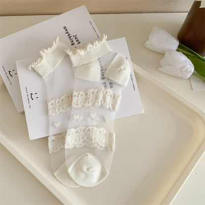 White Kanekalon Short Cotton Women's Casual Women's Socks