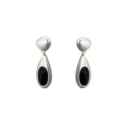 Black White Geometric Drop Earrings