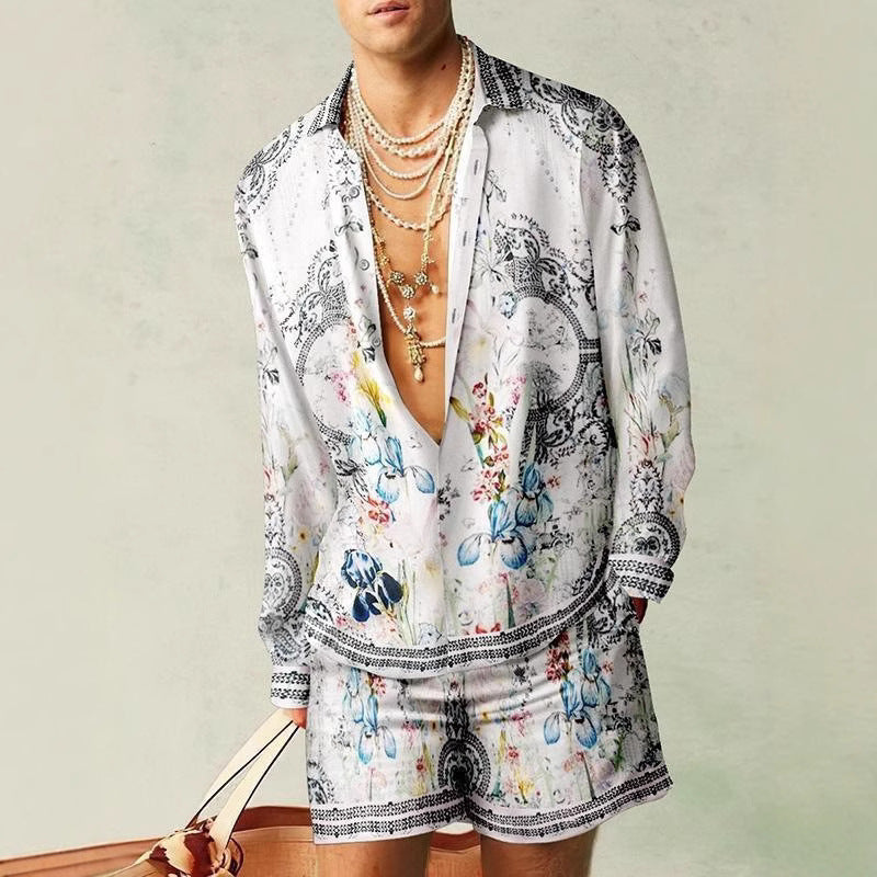 3D Print Short Sleeve Shirt Shorts Set