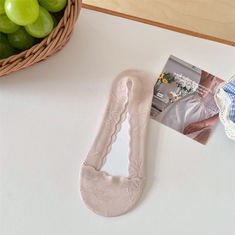 Maple Leaf Lace Invisible Liner Socks