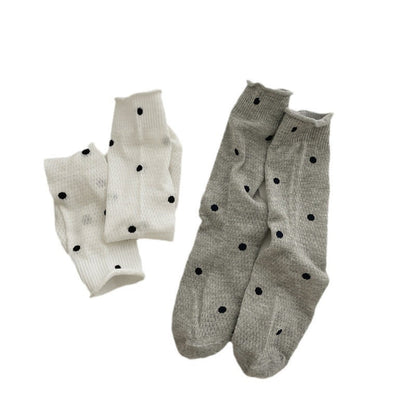 Polka Dot Mesh Hollow Mid-Calf Socks
