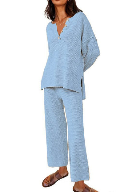 Solid Color Loose Leisure Two-Piece Set