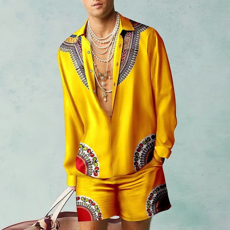 3D Print Short Sleeve Shirt Shorts Set