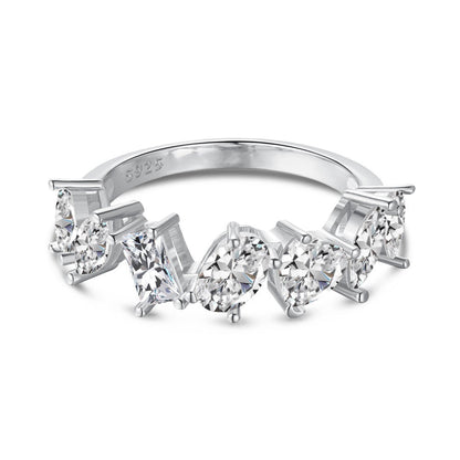 S925 Sterling Silver Geometric Zircon Ring