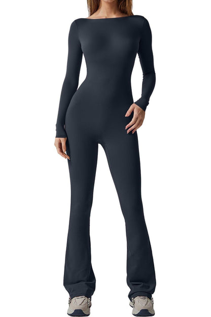Women's Solid Color Long Sleeve Jumpsuit