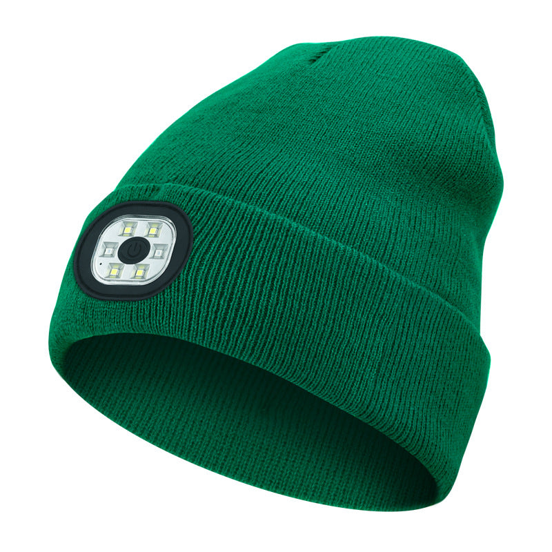 Outdoor Riding Lighting Headlights Cap Multi-color Optional Night Running LED Light Emitting Knitted Hat