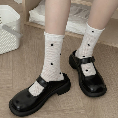 Polka Dot Mesh Hollow Mid-Calf Socks