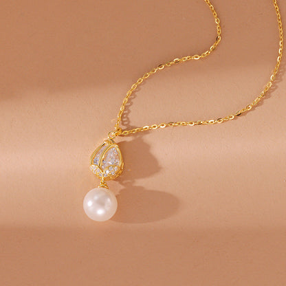 S925 Silver Tulip Pearl Necklace