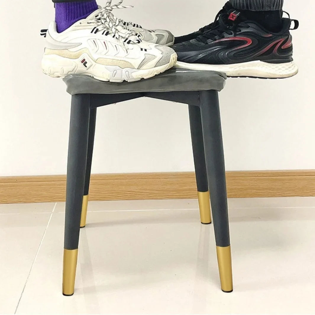 Modern Cushioned Stool for Dining Room, Living Room, Bedroom, and Office | with Golden Foot Cover, Criss-cross Construction Leg
