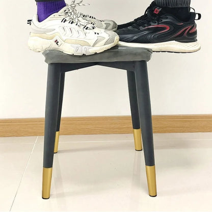 Modern Cushioned Stool for Dining Room, Living Room, Bedroom, and Office | with Golden Foot Cover, Criss-cross Construction Leg