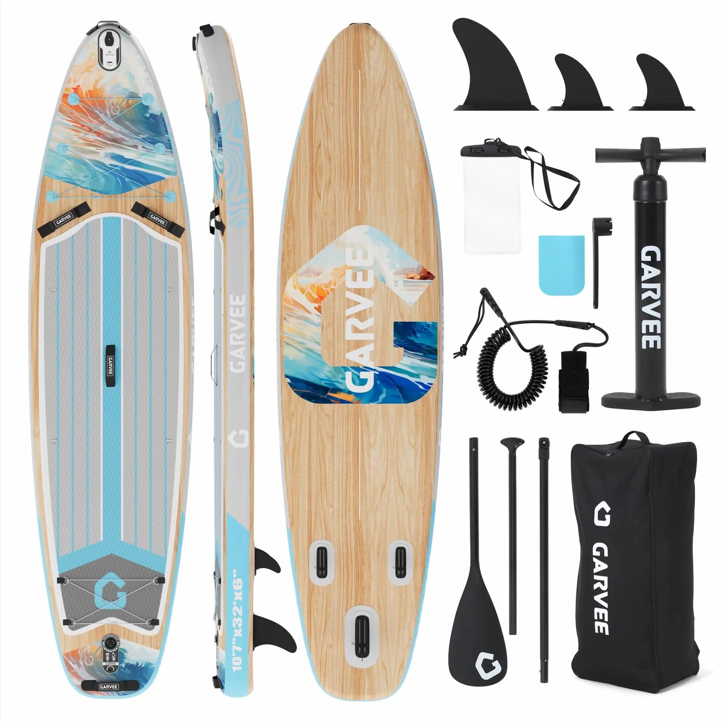 10.6 Ft Inflatable Stand Up Paddle Board 450LBS Capacity Wide SUP With Premium Accessories Camera Mount Non-Slip Deck Backpack