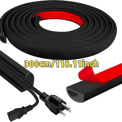 2/3Meter Cord Management Channel Invisible Decorative Wire Cover Anti-Step Protector Adhesive Soft Cable Raceway With Cap