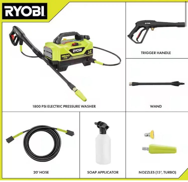 Ryobi 1800 PSI Pressure Washer 1.2 GPM Cold Water Electric BRAND NEW RY141802