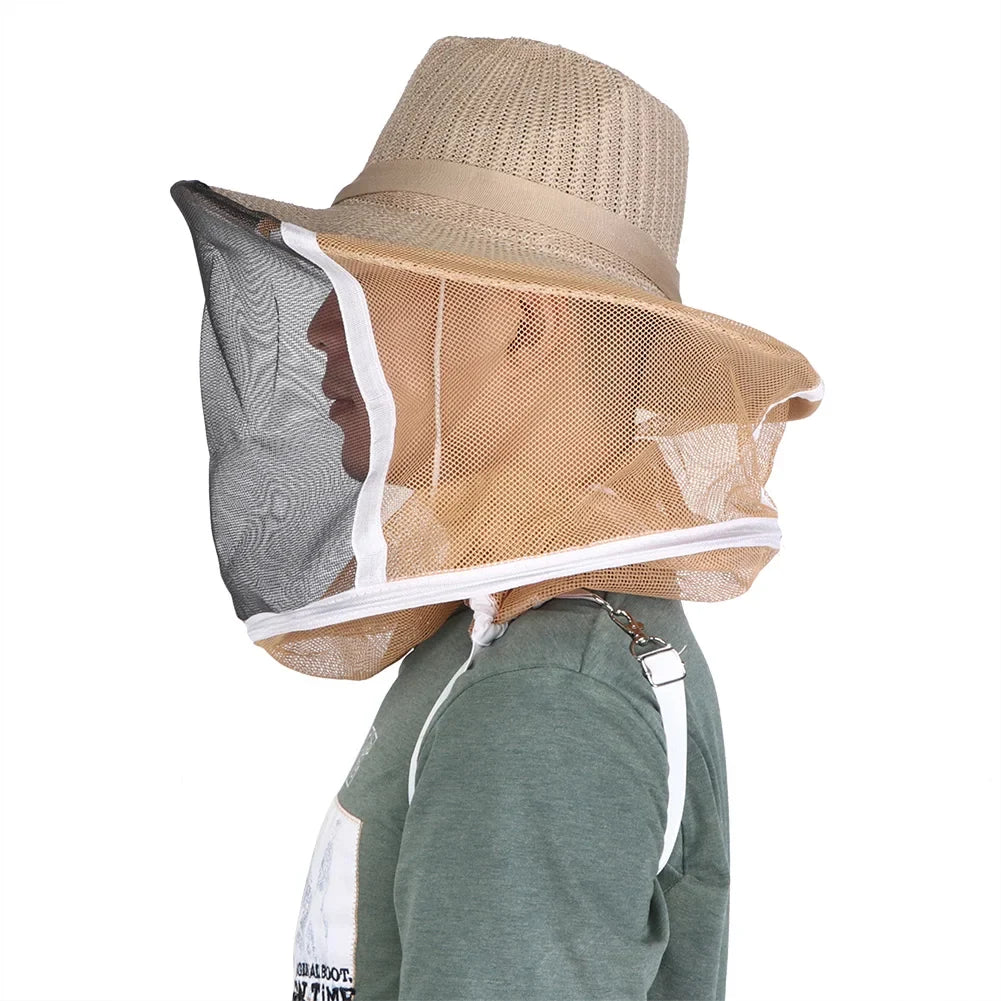 Beekeeper Cowboy Hat Beekeeping Veil Outdoor Beekeeper Cowboy Hat Breathable Fireproof Beekeeping Veil  Face Head Protector