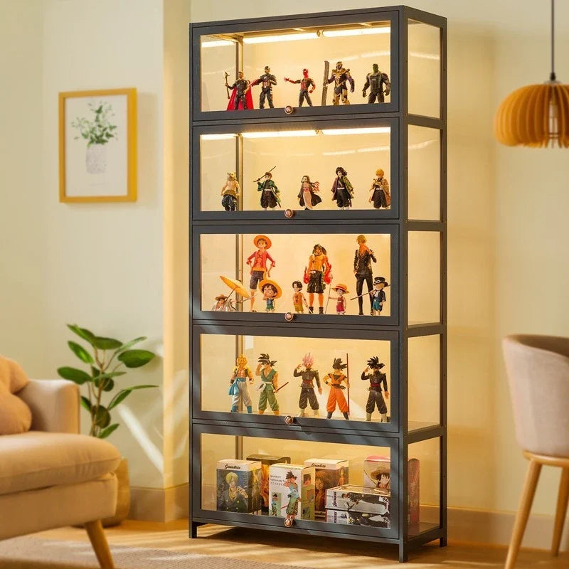 Handmade display cabinet, imitation glass transparent dustproof display cabinet, Lego toy acrylic storage box, bookshelf shelf