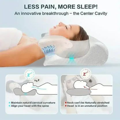 Memory Foam Pillow for Cervical Spine Protection, Slow Rebound, Butterfly Shaped Ergonomic, Multifunctional Side Sleeping Pillow