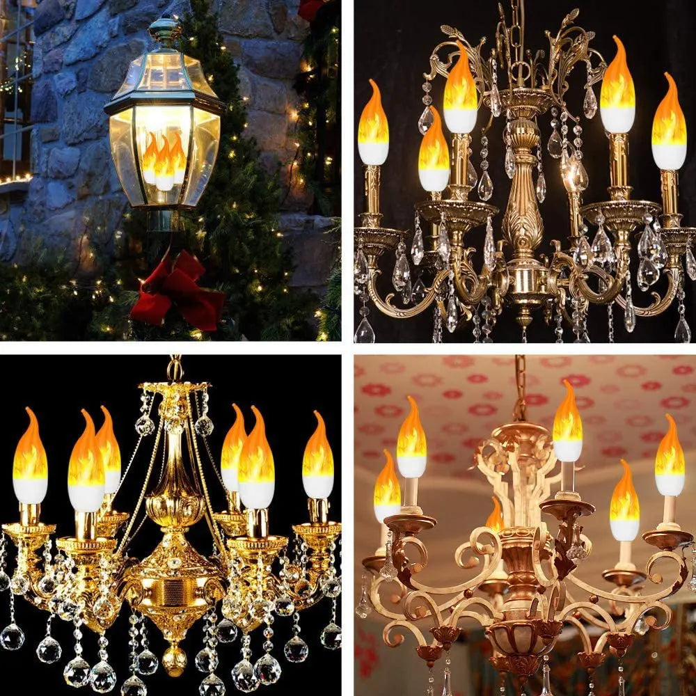 E14 LED Flame Light Bulbs 3 Modes Party LED Flame Effect Light Simulation Fire Lights Bulb Garden Decor Flickering Lamp
