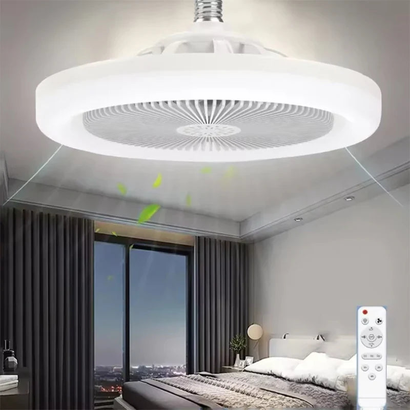 Smart 3-in-1 Ceiling Fan LED Lights Remote Control 3-Speed E27 Lighting Base for Bedroom Living Room Electric fan AC85-260V