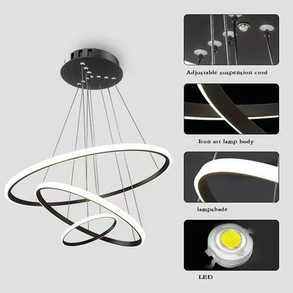 Nordic Simple Circles Pendant Lamp Chandelier LED 3 Rings lights for Dining Bar Living Room Chandelier Loft home decoration