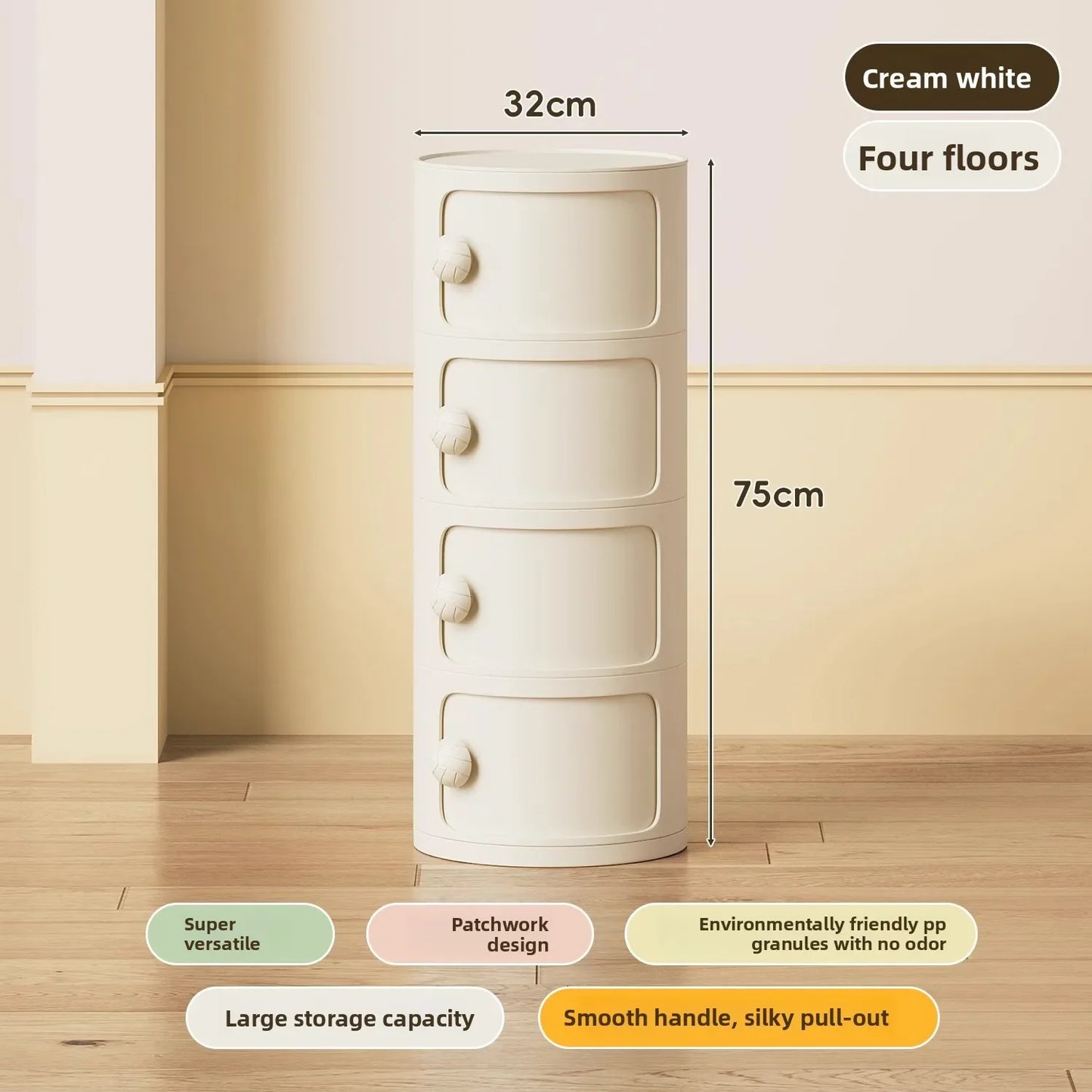 Bedside table Cream wind multi-layer cylindrical bedroom locker Ornament storage cabinet