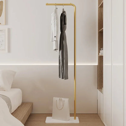 Cream Minimalist Floor Coat Rack Entryway Standing Coat Stand Multifunctional Bedroom Clothes Hanger Shelf Organizer Furniture