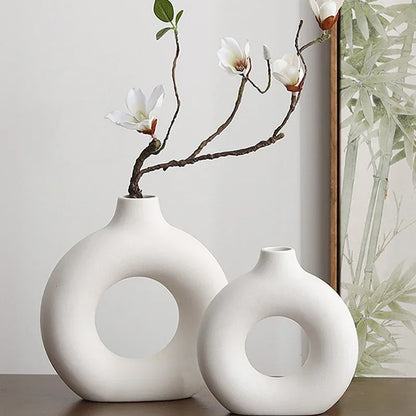 Nordic Style Flower Vase Morandi Geometric Vase Ceramic Art Crafts Bedroom Living Room Desktop Decoration Vase Decoration Home