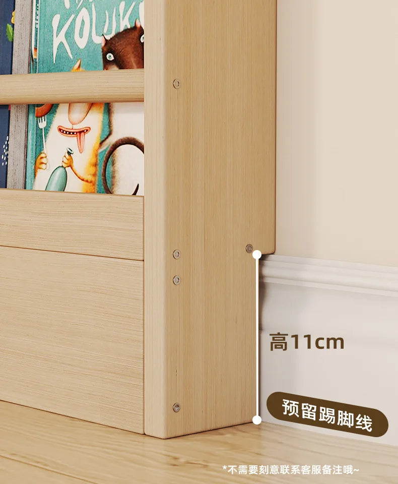 Corner storage rack, ultra-thin solid wood floor-standing bookcase, door back storage rack, narrow cabinet, wall-mounted childre