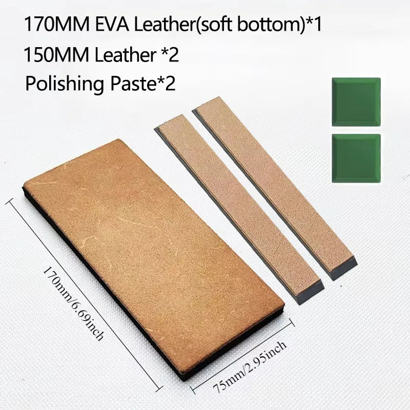 Double Side Leather Strop for Knife Sharpening Stropping Block Kit with Polishing Compound Knife Sharpening Double Side