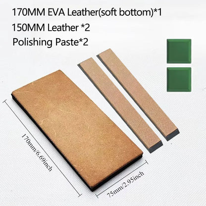 Double Side Leather Strop for Knife Sharpening Stropping Block Kit with Polishing Compound Knife Sharpening Double Side