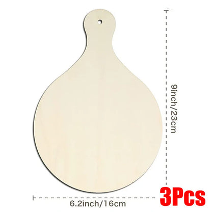3/6/10Pcs Wooden Cutting Board Craft with Handle Wooden Chopping Board Unfinished Round Charcuterie Cheese Boards for Christmas