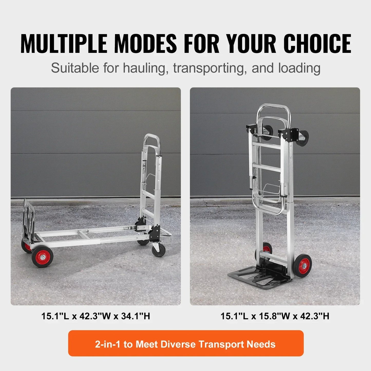 Folding Moving Cart with Wheels, Portable Lightweight Hand Truck Dolly for Warehouse, Transport & Home