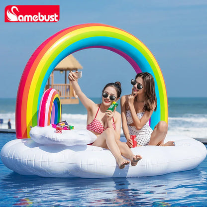 Camebust Inflatable Water Buoy Rainbow Arch Floating Rainbow Swimming Pool Float for Party Decoration