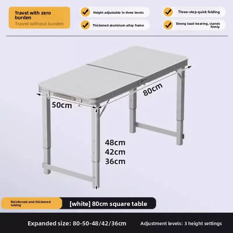 Portable Folding Picnic Table Adjustable Height Lightweight Compact Aluminum Easy Carry Camping Beach Tailgate Backyard Tables