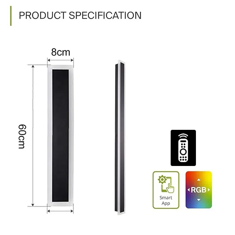 IP65 Waterproof LED Wall Light Outdoor RGB with Remote Control Indoor Dimmable Long Wall Lamp Balcony Entrance Porch Lighting