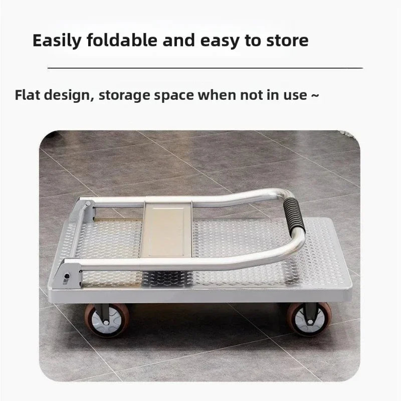 Steel plate pulling trolley trolley trolley handling thickened foldable portable silent trailer pulling flat truck